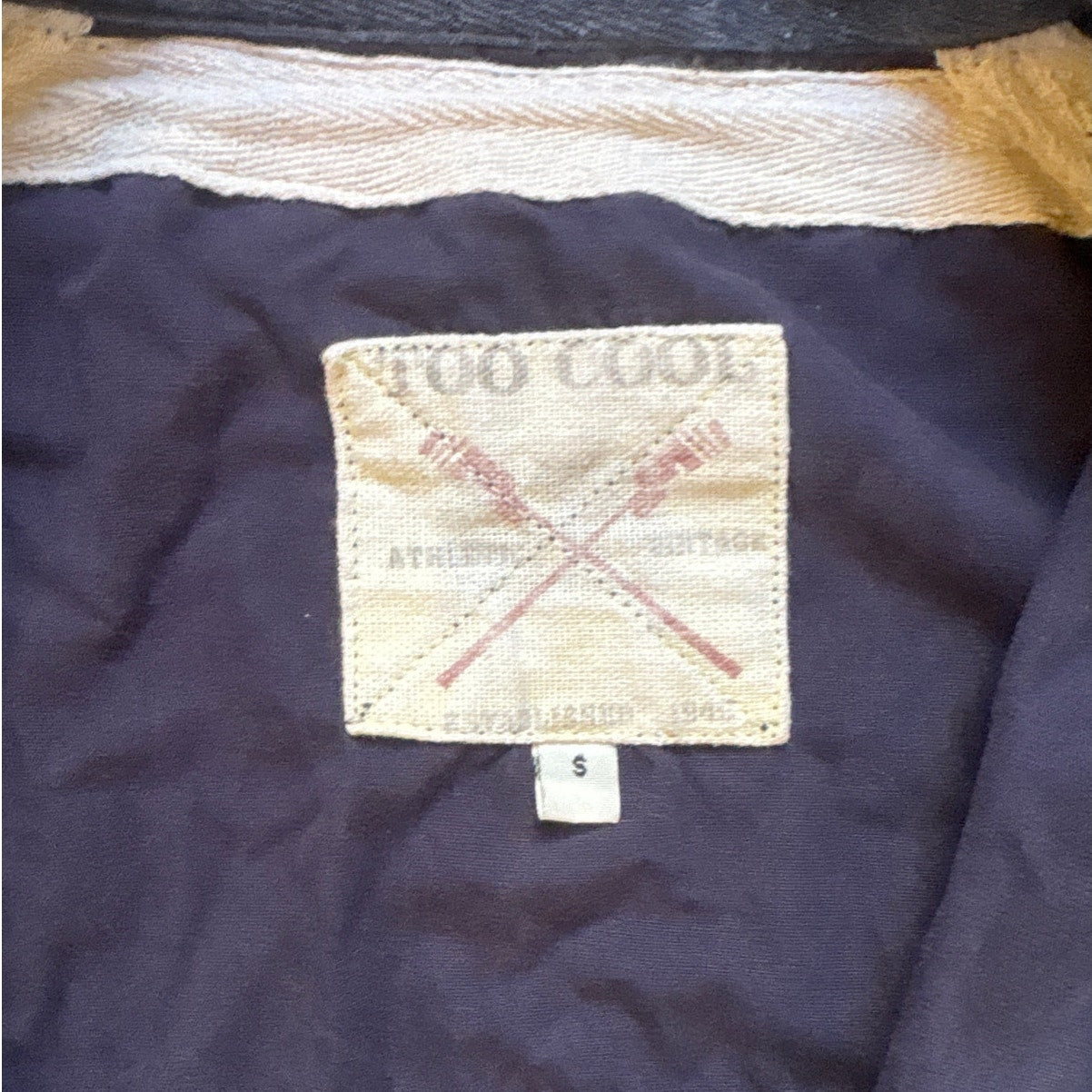 Too Cool Vintage dark blue American flag patch full zip bomber jacket SIZE S