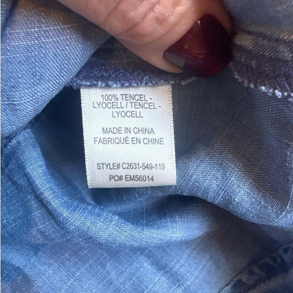 Cloth & Stone denim long sleeve hidden button up blouse SIZE S