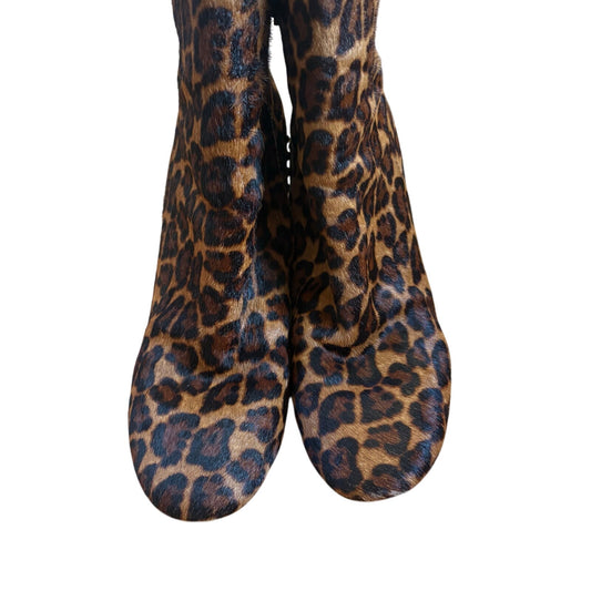 Jessica Simpson leather cheetah print studded heel booties SIZE 8.5