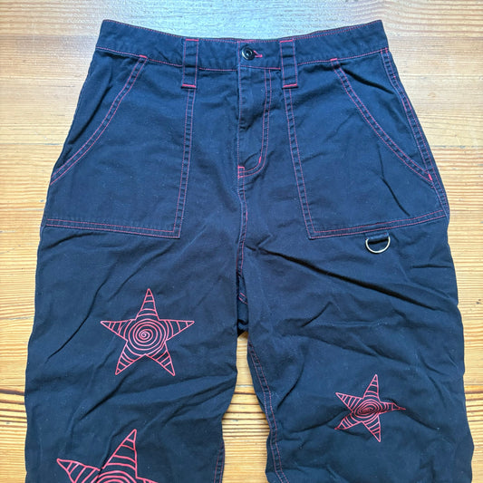 Hot Topic black goth red star graphic cargo pants SIZE 5