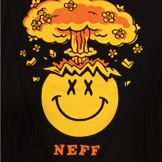 Neff black yellow smily face explosion graphic long sleeve shirt SIZE S