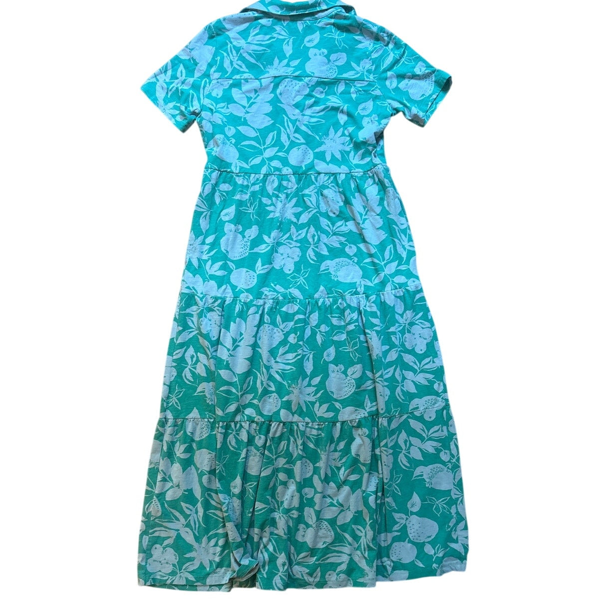 Joules green light blue floral fruit tiered short sleeve maxi dress SIZE 8