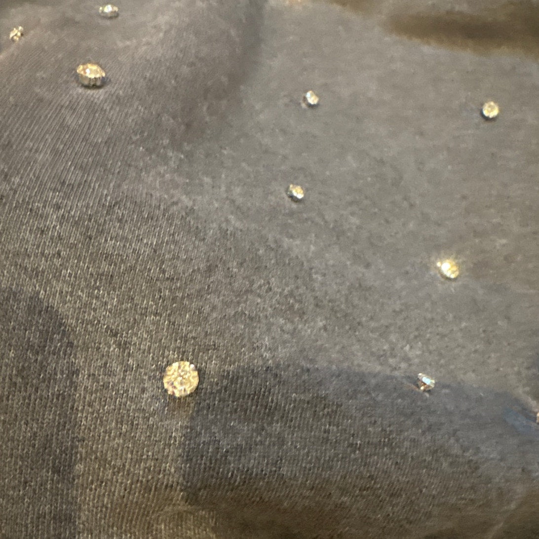 Lazy Sunday dark heather gray jeweled studded cropped crew sweatshirt SIZE L