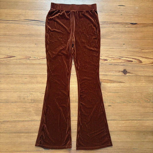 Shein brown velvet flare bottom high waisted pull on pants SIZE L