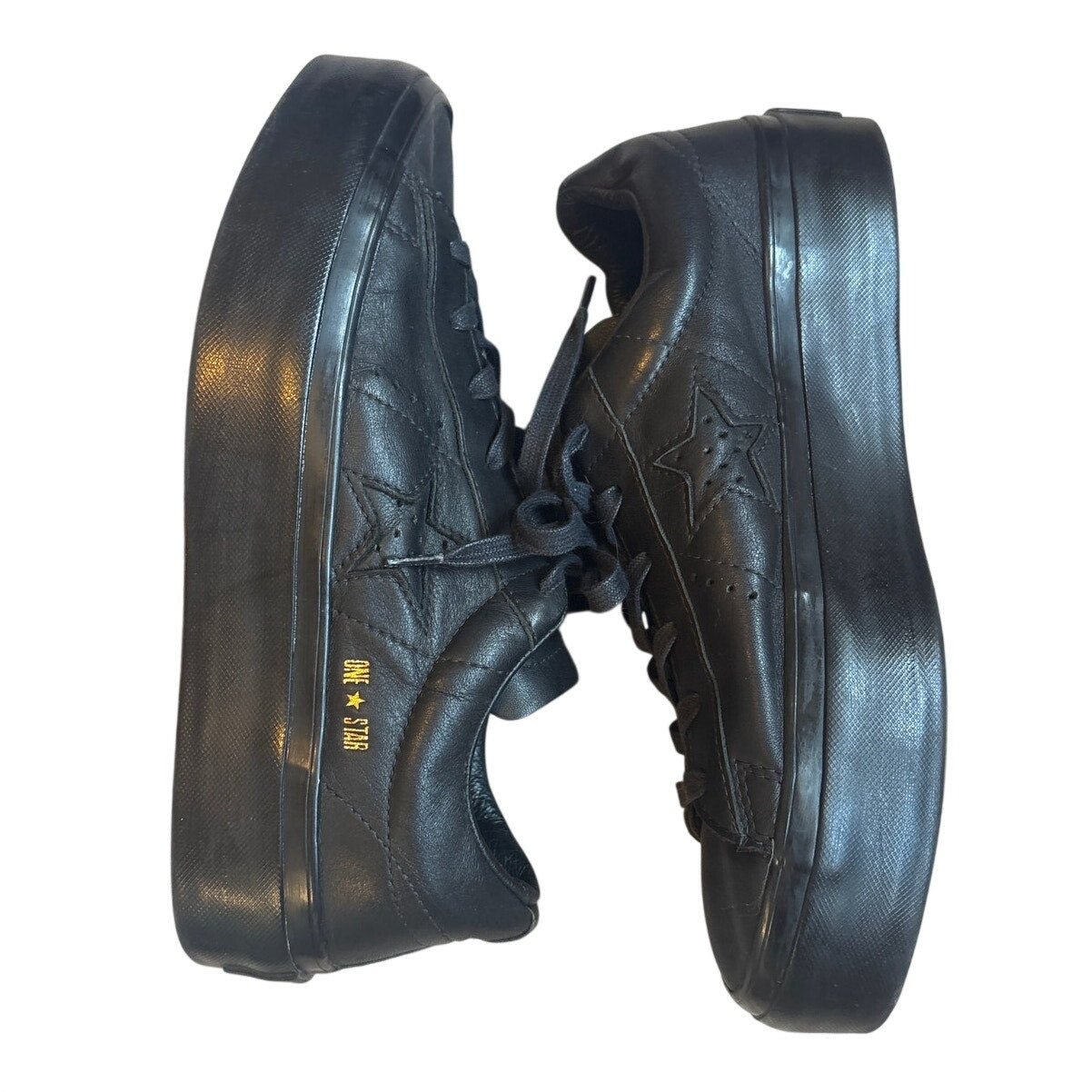 Converse All Star black leather platform low top lace sneakers SIZE 9