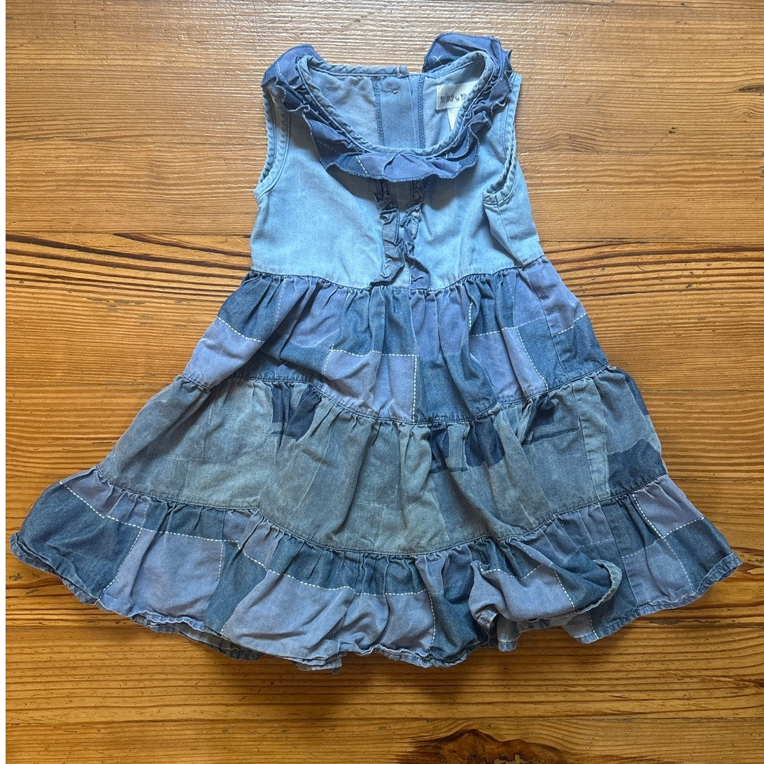 Nina & Nelli 90s denim patchwork tiered sleeveless dress SIZE 4T
