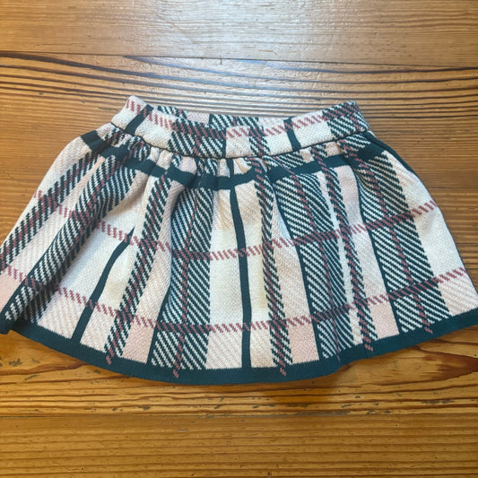 Pink Teal plaid cotton elastic waistband flare toddler skirt SIZE 2T
