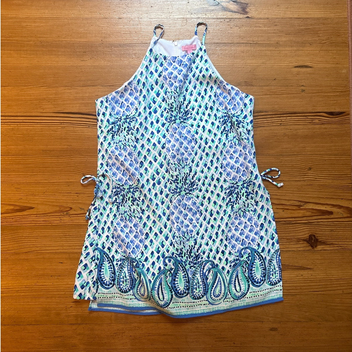 Lilly Pulitzer white blue green sleeveless tank resort romper SIZE 12