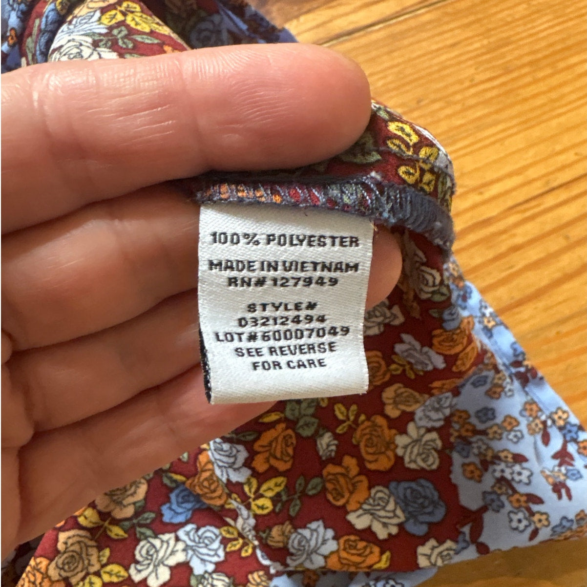 Emma & Michele red blue boho floral babydoll collar tiered log sleeve dress SIZE M