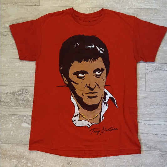 Scarface red Tony Montana graphic short sleeve shirt SIZE M