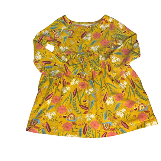Wonder Nation yellow floral woodland long sleeve fit flare toddler dress SIZE 2T