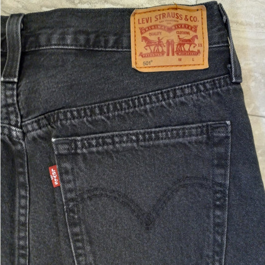 Levi's 501 button fly black cut off high rise jean shorts SIZE 30