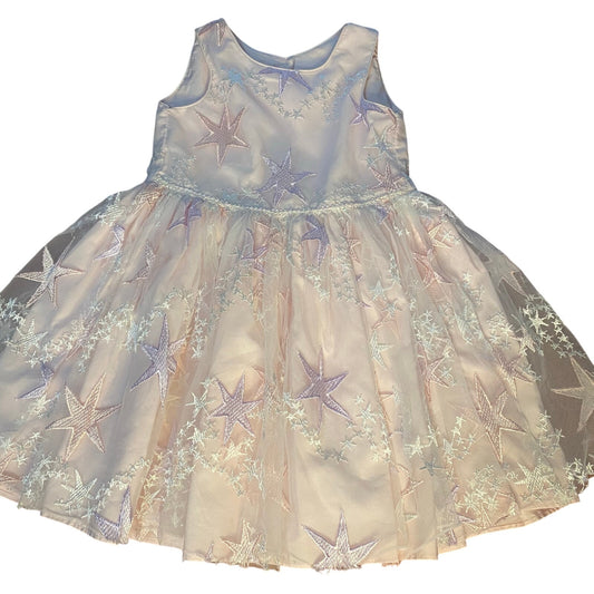 Pippa & Julie blush pink tulle stars sleeveless tie back girls dress SIZE 4