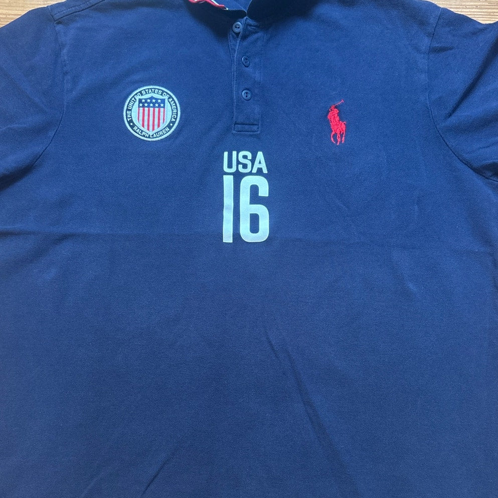Polo Ralph Lauren USA blue short sleeve custom fit polo shirt SIZE XXL