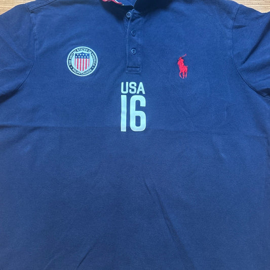 Polo Ralph Lauren USA blue short sleeve custom fit polo shirt SIZE XXL