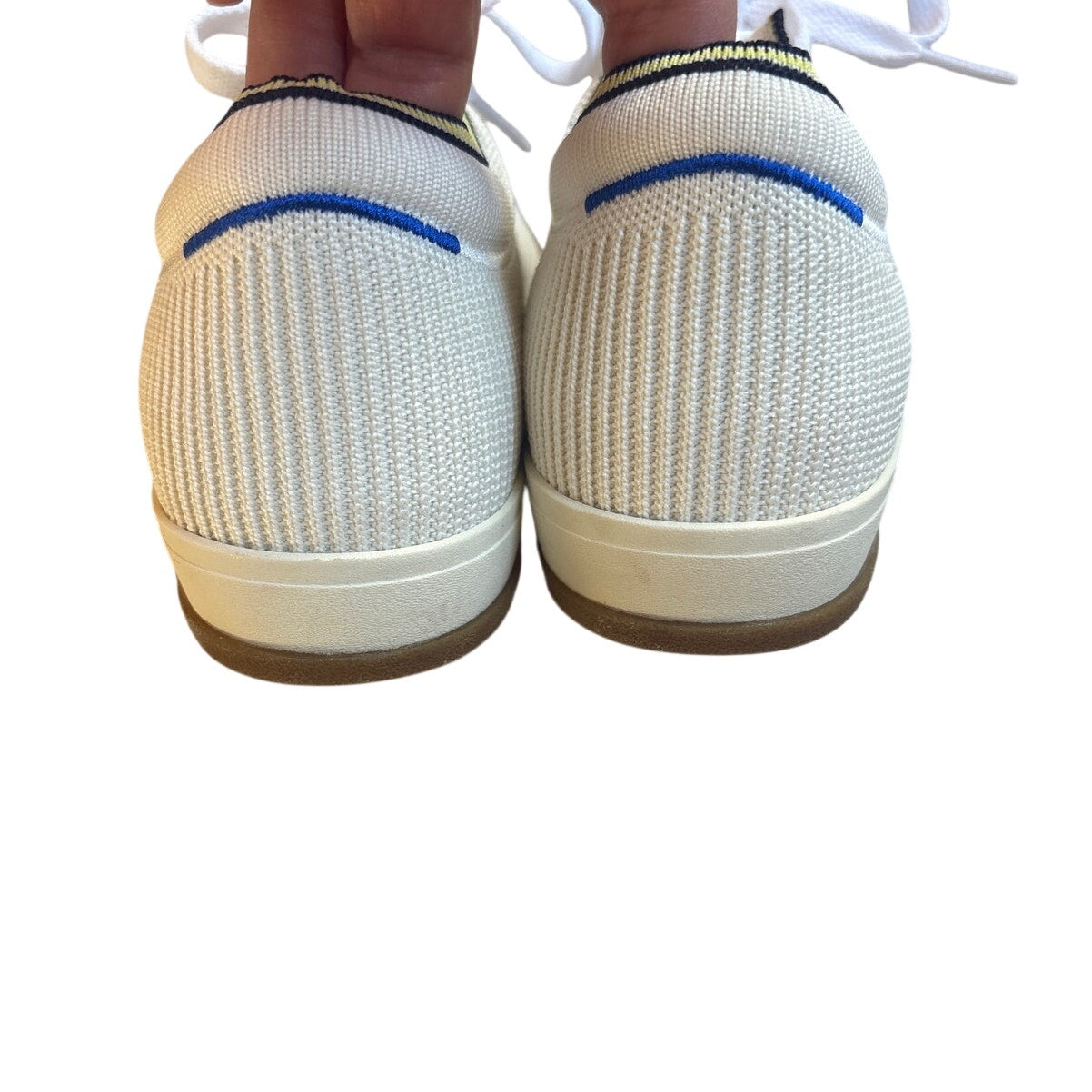 Rothy's The Lace Up white knit fabric womens low top sneakers SIZE 7
