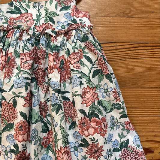 NWOT Janie and Jack white pink floral ruffle accent short dress SIZE 4