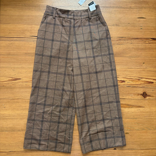 NWT New York & Company brown checkered wide leg cropped trouser pants SIZE 8
