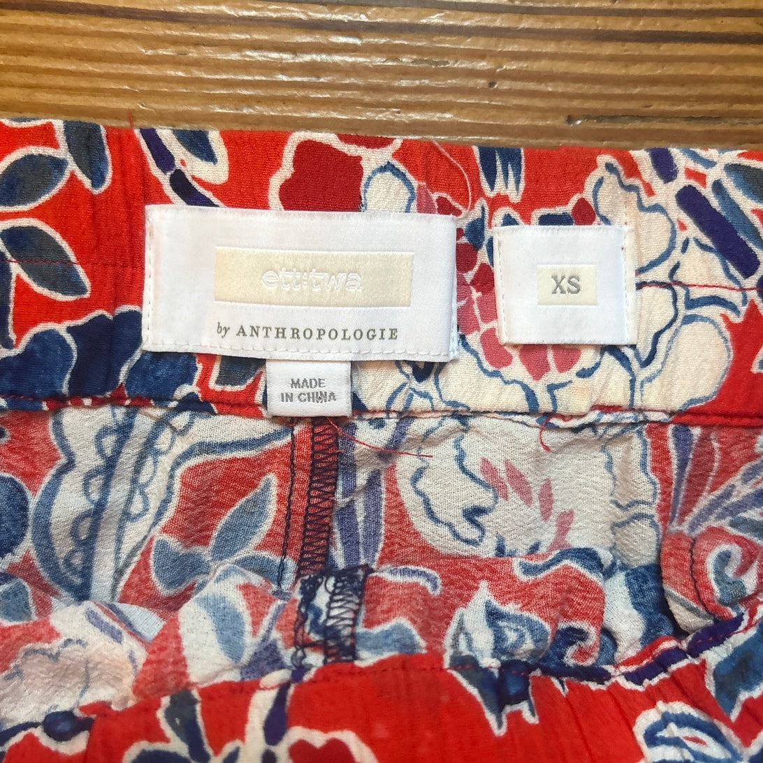 Ett:Twa Anthropologie Wynnewood floral print tie waist pull on shorts SIZE XS