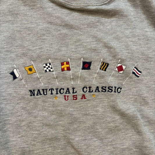 Dz Sportswear vintage gray nautical classic USA flag crew sweatshirt SIZE M