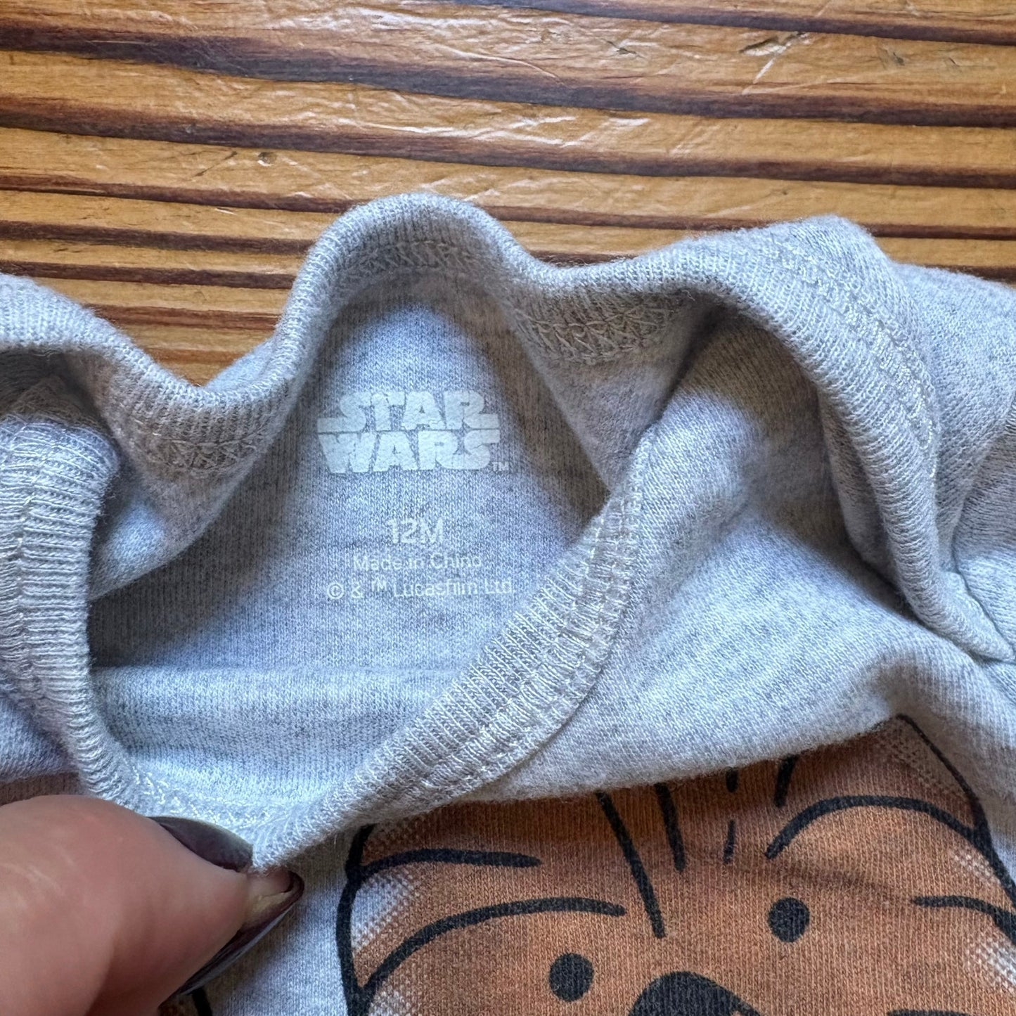Star Wars character graphic gray short sleeve baby one piece SIZE 12M