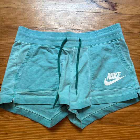 Nike teal blue drawstring elastic wasitband womens sweat shorts SIZE M