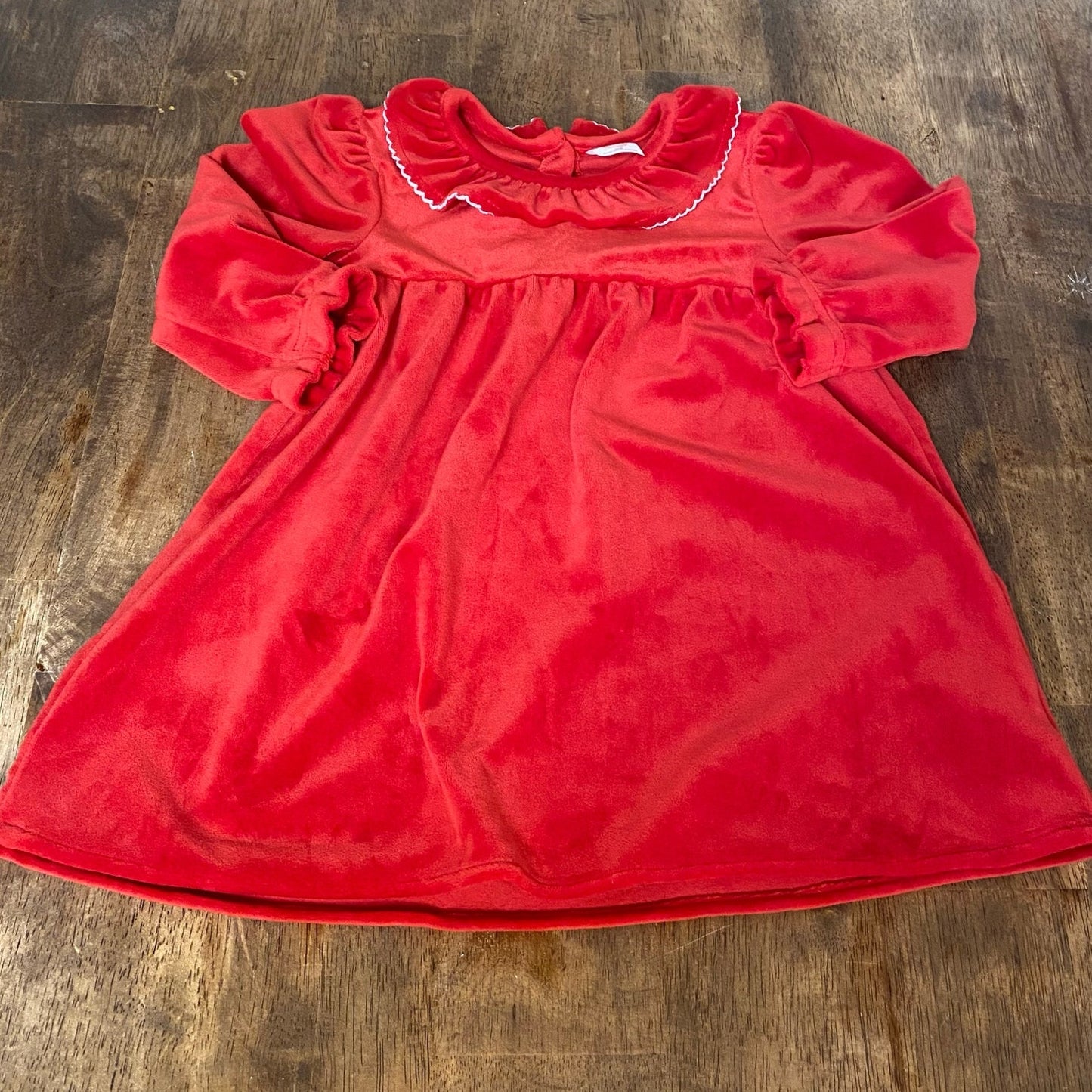 Wonder Nation red velvet holiday ruffle collar long sleeve dress SIZE 24M