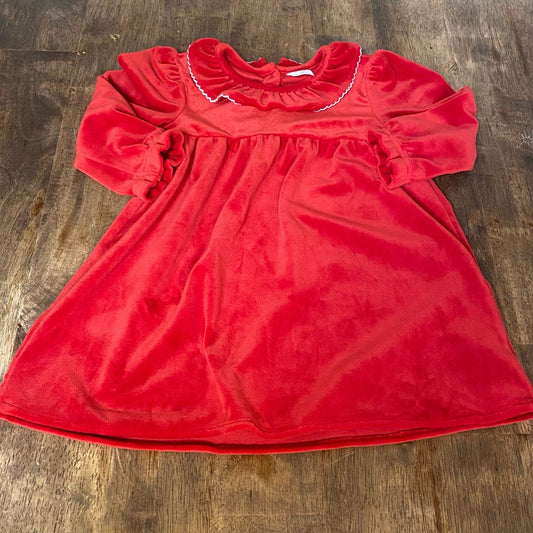 Wonder Nation red velvet holiday ruffle collar long sleeve dress SIZE 24M