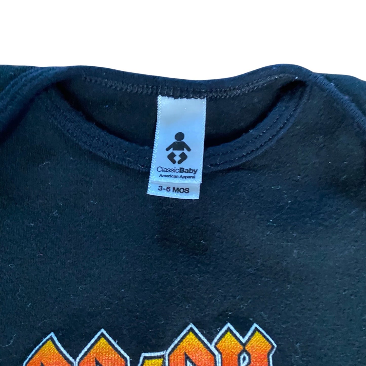 American Apparel ACDC rock band black short sleeve one piece bodysuit SIZE 3-6M
