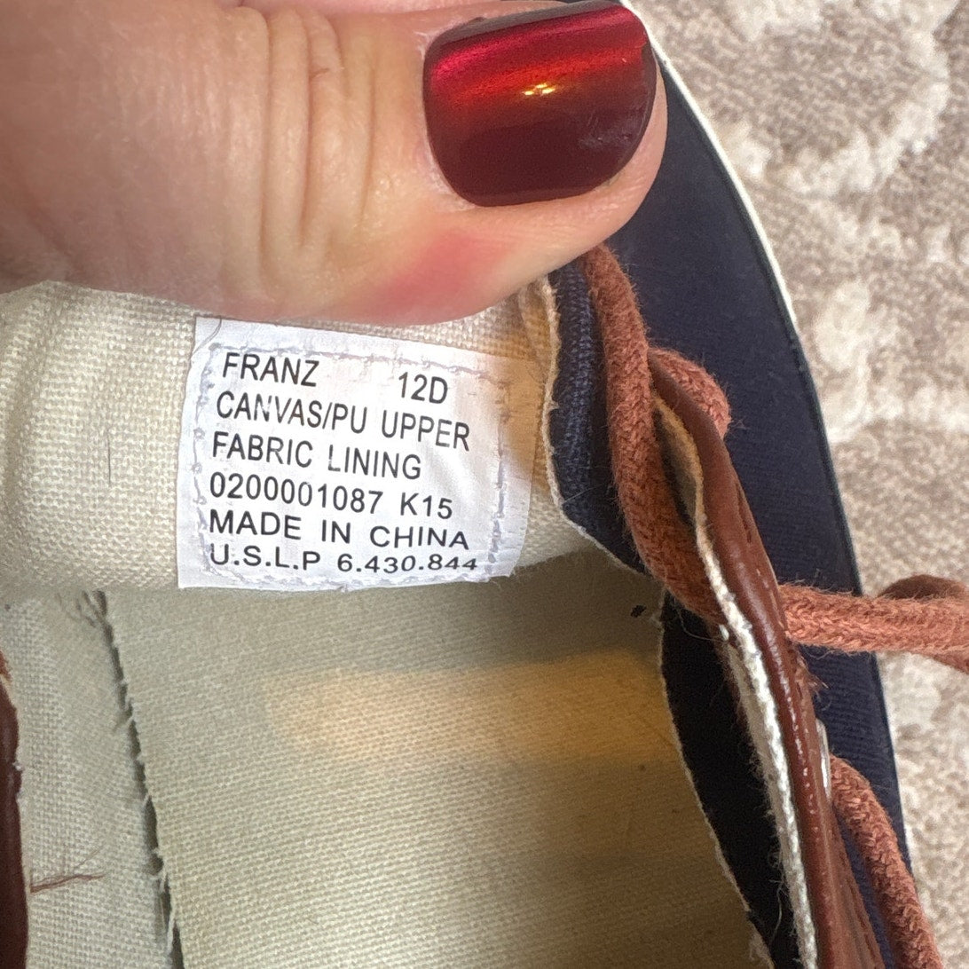 Polo Ralph Lauren Franz navy blue canvas leather mens boat shoes SIZE 12