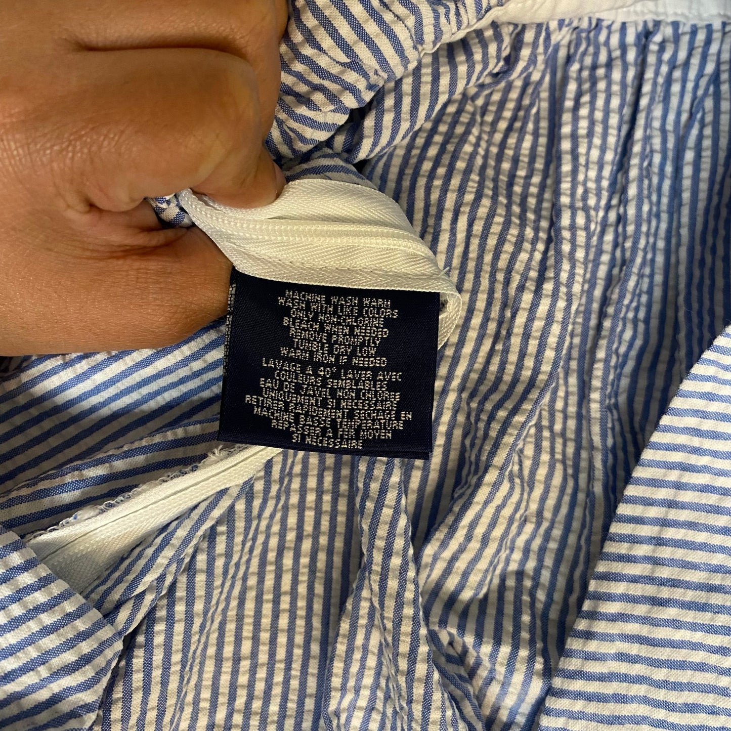 Ralph Lauren blue white pin striped tank zipper side fit flare dress SIZE 6