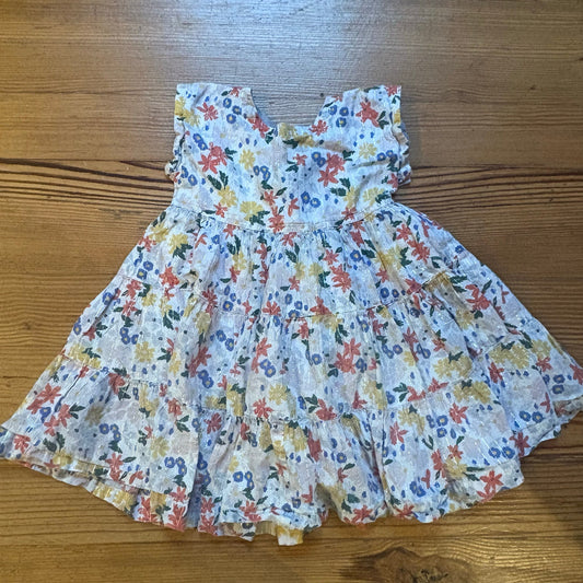 Pink Chicken white floral flutter short sleeve toddler dress SIZE 2T