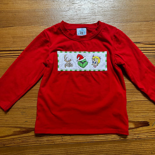 Down by the Creek red Christmas Grinch long sleeve shirt SIZE 3T
