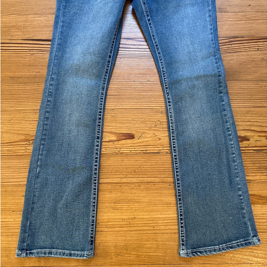 J for Justify medium wash denim jeweled cross pocket boot cut jeans SIZE 11