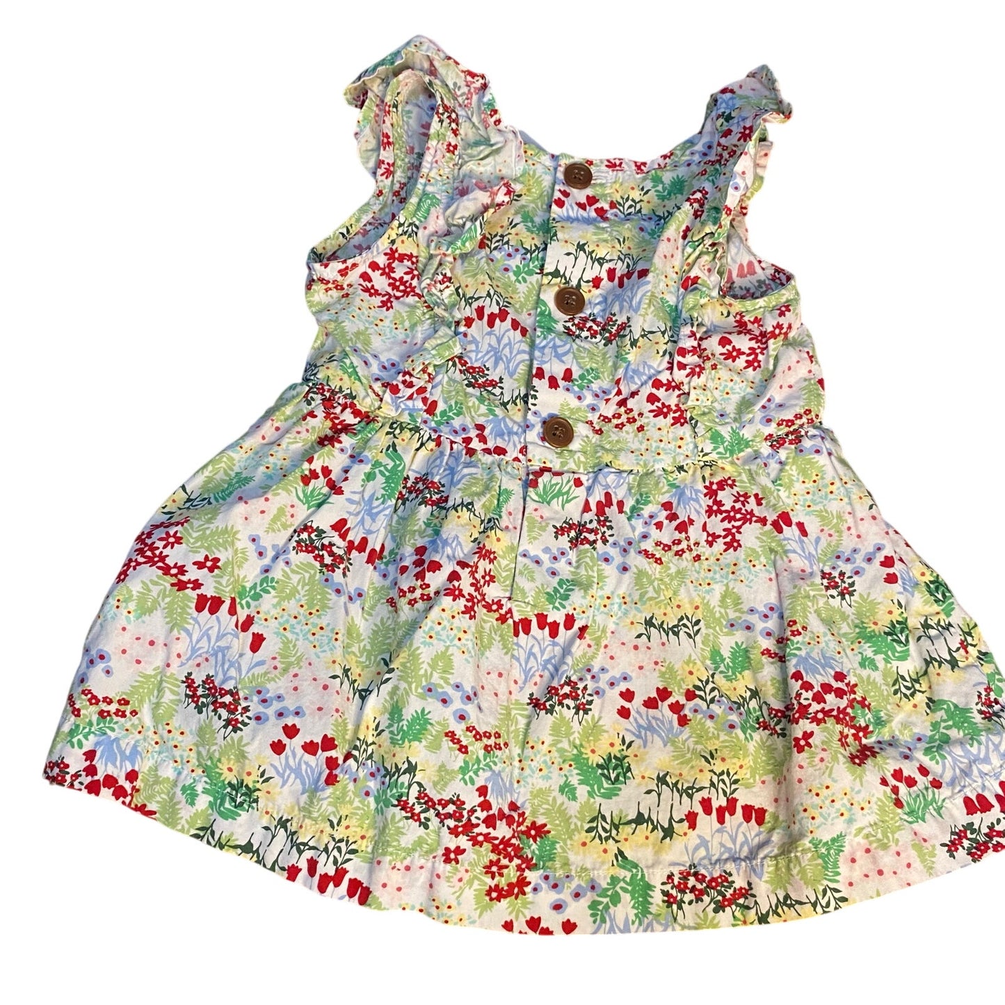 Hanna Andersson green floral ruffle accent sleeveless top SIZE 3