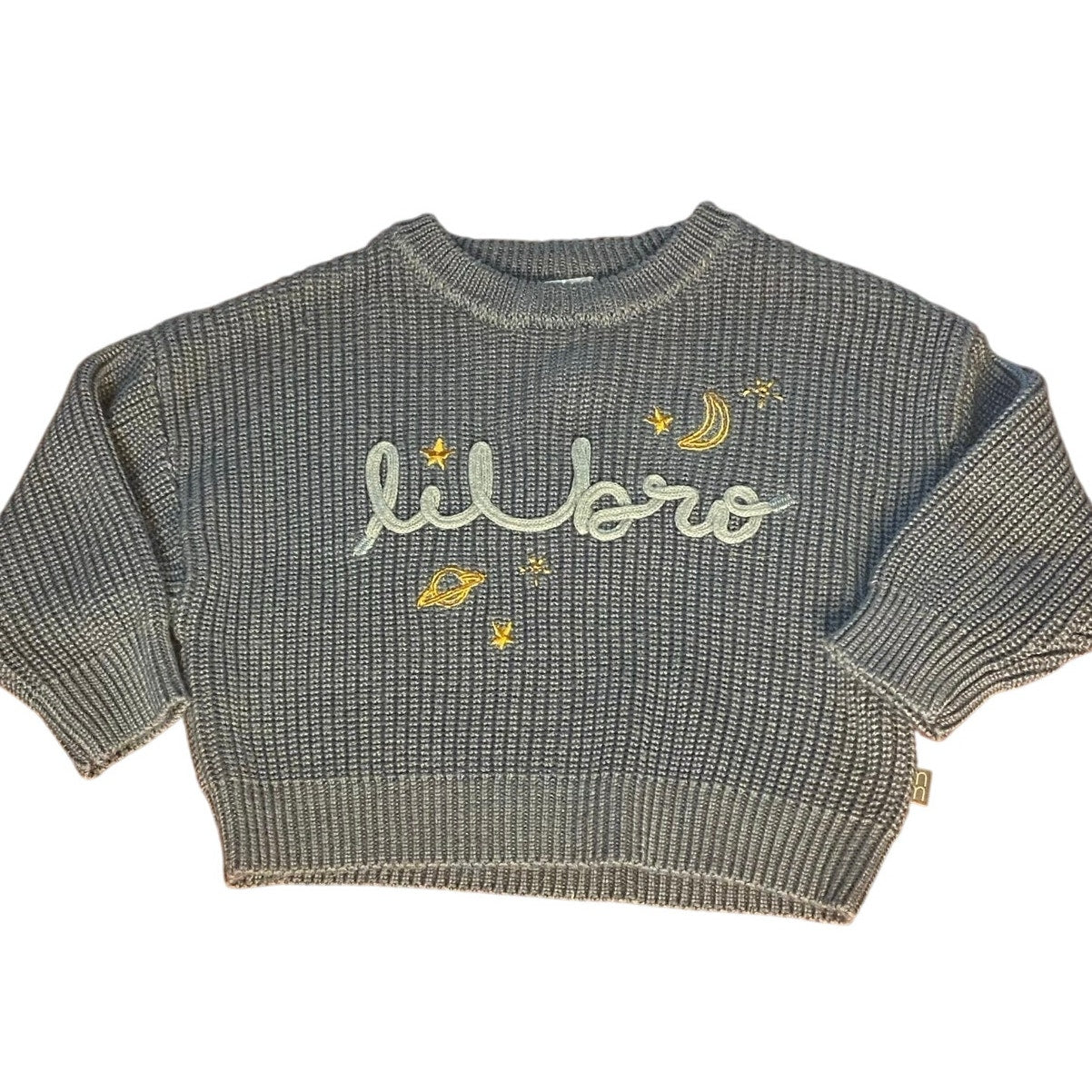 Modern Moments blue knit lil bro stars space crew sweater SIZE 6-9M