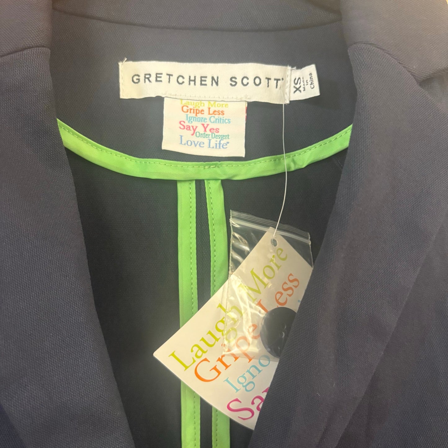 NWT Gretchen Scott Banker's dark blue sleeveless long vest SIZE XS
