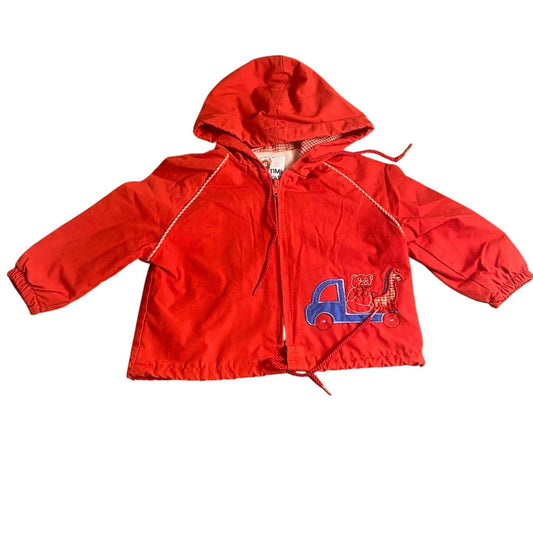Casual Time VTG red animal truck embroidered hooded jacket SIZE 24M