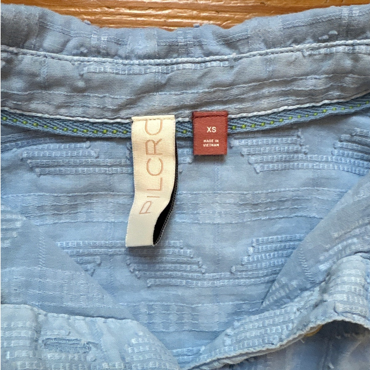 Pilcro light blue cotton lace back western long sleeve button up shirt SIZE XS