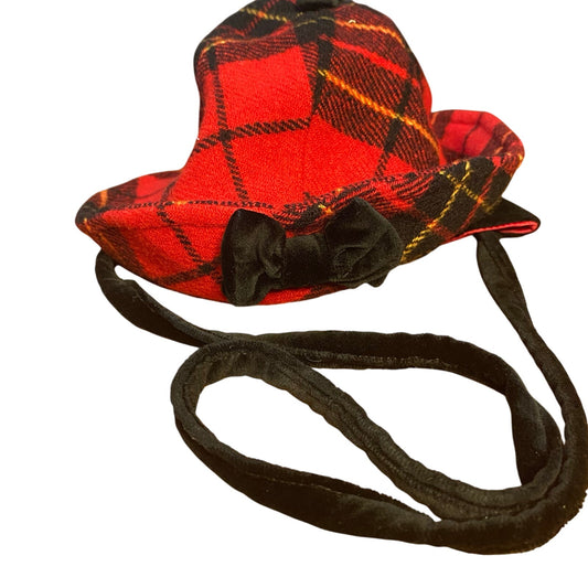 Red black plaid wool blend baby winter hat SIZE 12-14M