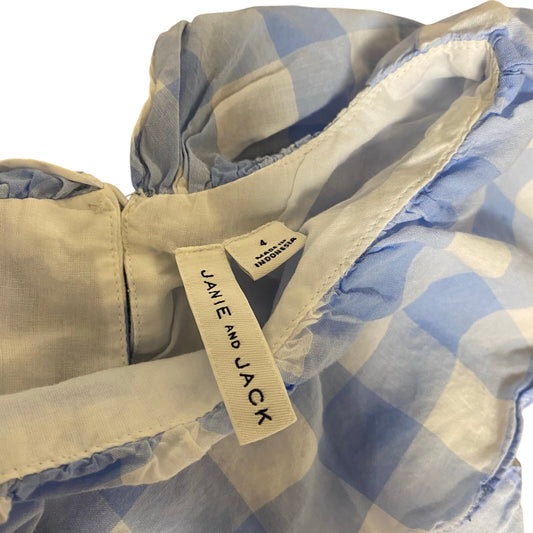 Janie and Jack blue white gingham check wide leg jumpsuit SIZE 4