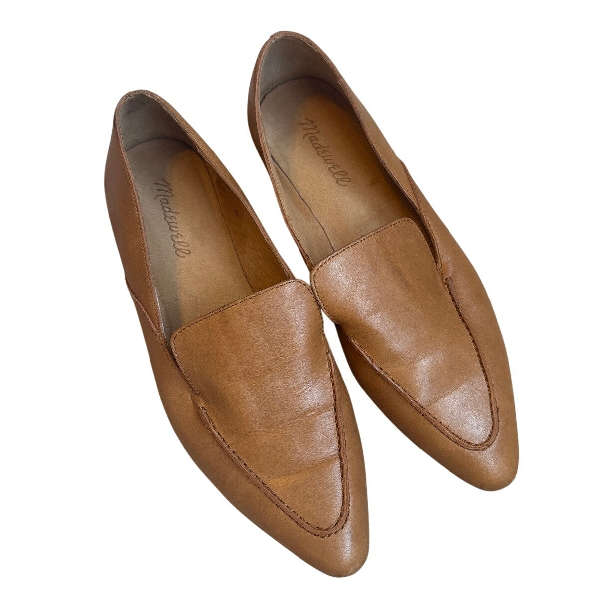 Madewell The Frances Skimmer pointed tow brown leather loafers SIZE 9