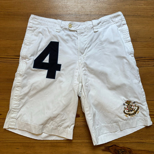 Polo Ralph Lauren white vintage cotton embroidered number shorts SIZE 34