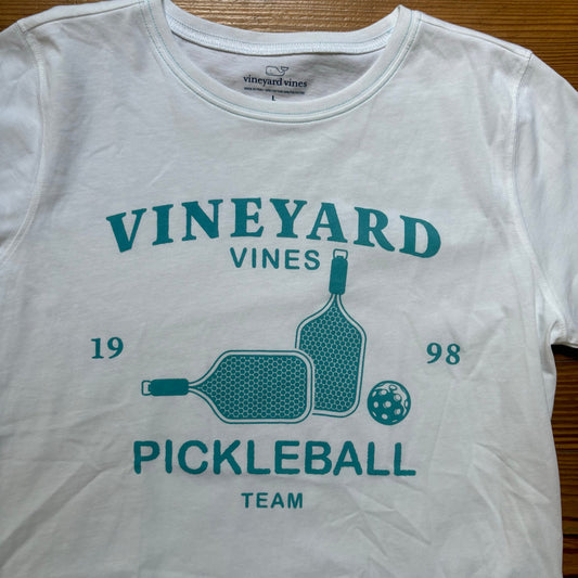 NWOT Vineyard Vines white pickleball graphic short sleeve shirt SIZE L