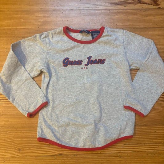 Guess Jeans 90s gray long sleeve embroidered lettering girls shirt SIZE 6