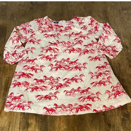 Gap red white horse print long sleeve toddler shirt dress SIZE 3