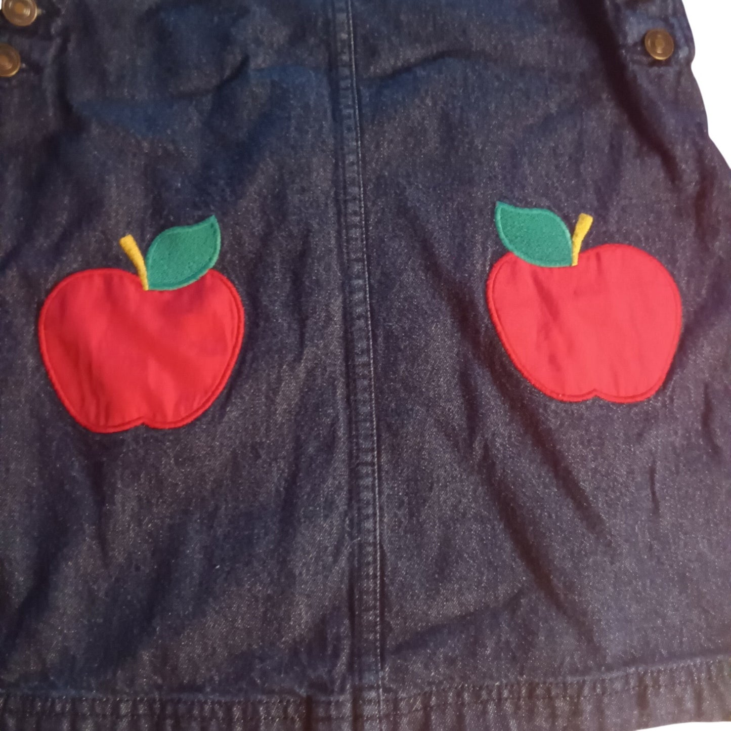 Isaac Mizrahi New York dark blue denim apple girls ruffle overall skirt SIZE 7