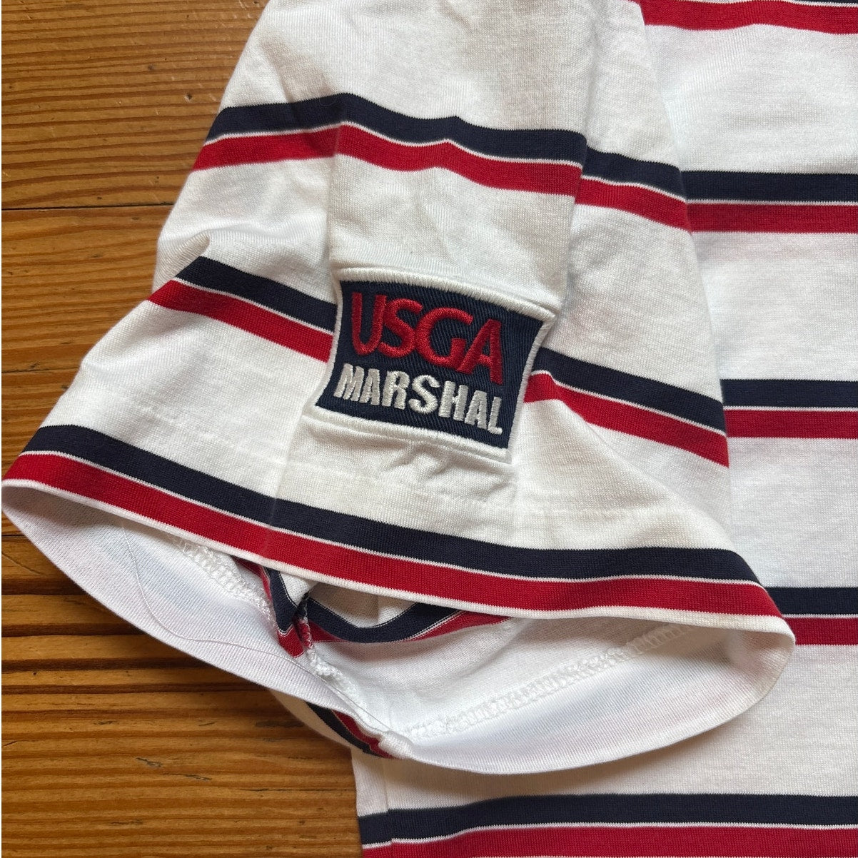 Polo Golf white blue red striped US Open 11' short sleeve polo shirt SIZE L