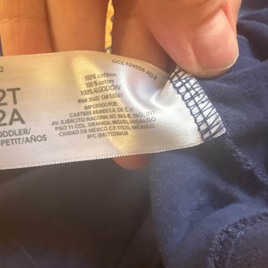 OshKosh B'gosh blue Paris Eiffel Tower croissant short sleeve shirt SIZE 2T