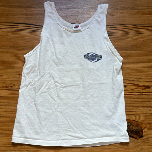 Quiksilver white y2k blue graphic cotton tank SIZE M